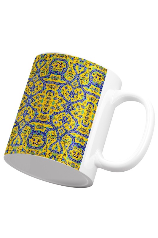 ماگ سرامیکی فرش کاشی زرد