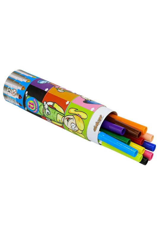 ماژیک نقاشی  12 رنگ استوانه پازلی اسکول فنس