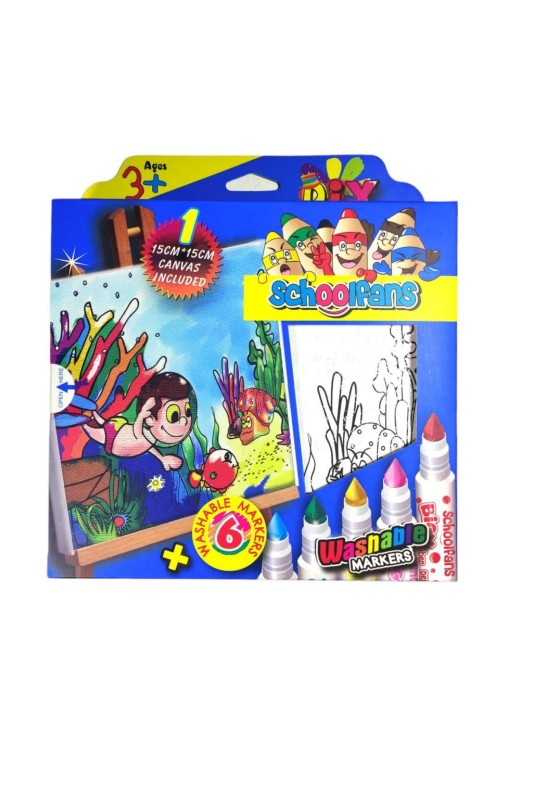 ماژیک نقاشی 6 رنگ همراه با بوم  اسکول فنس