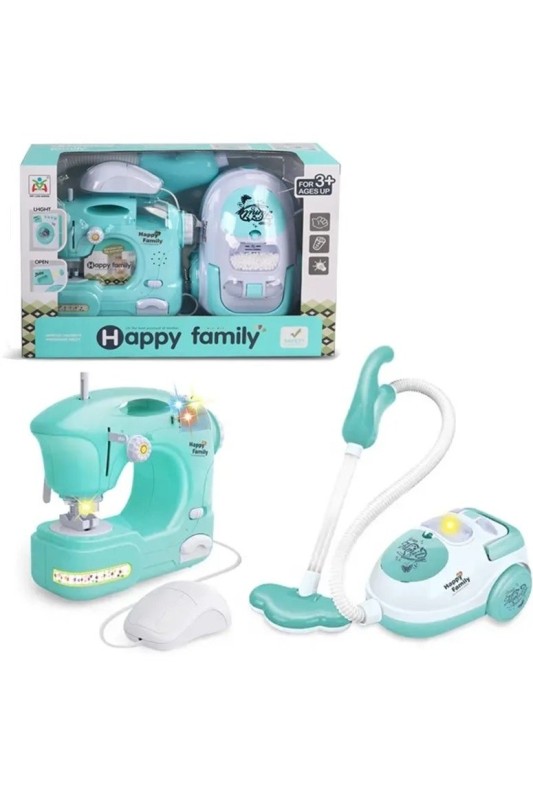 ست اسباب بازی جاروبرقی و چرخ خیاطی برند هپی فمیلی