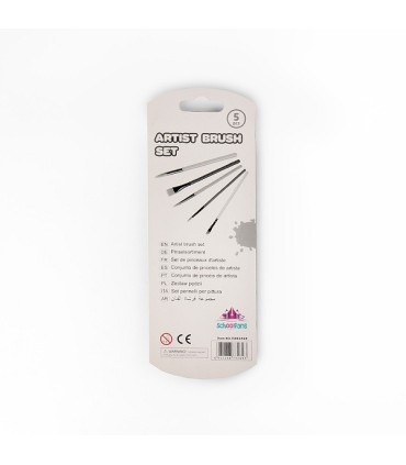 ست قلم مو 5 عددی تخت و گرد اسکول فنس