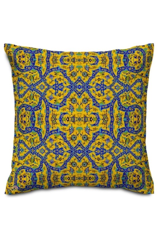 کوسن فرش کاشی زرد