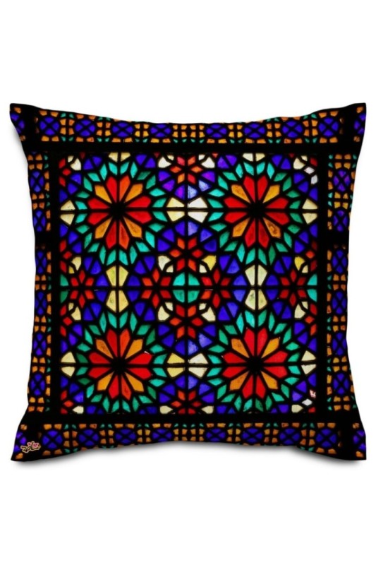کوسن شیشه رنگی قاب دار