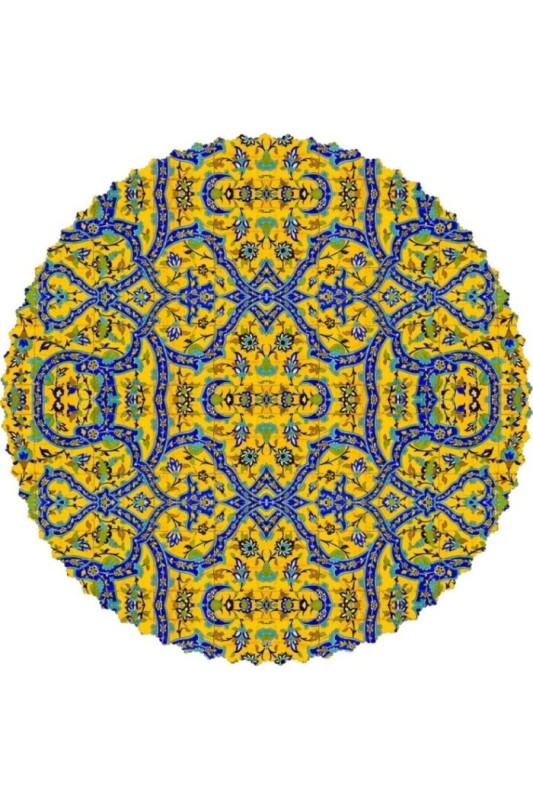 رومیزی مخمل فرش کاشی زرد