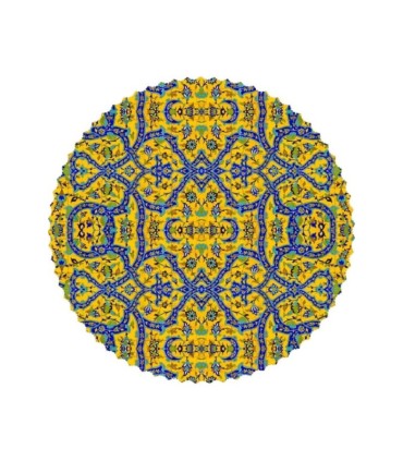 رومیزی مخمل فرش کاشی زرد