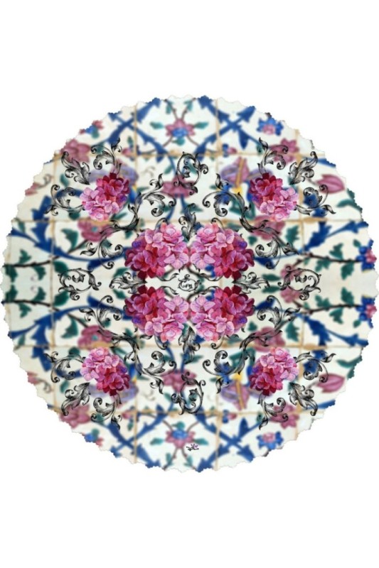 رومیزی مخمل گرد گل کاغذی