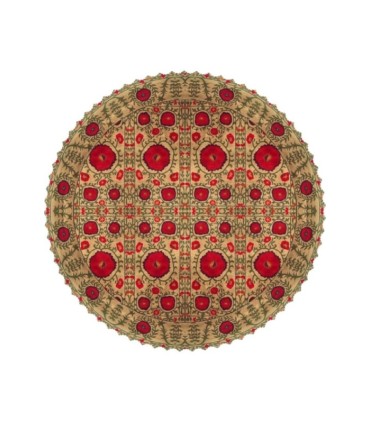 رومیزی مخمل دایره نوبهار کرم قرمز