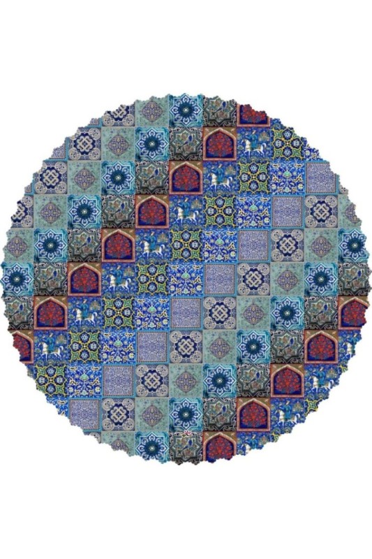 رومیزی مخمل گرد کاشی مرکب