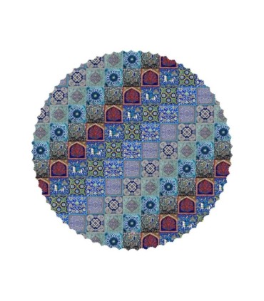 رومیزی مخمل گرد کاشی مرکب