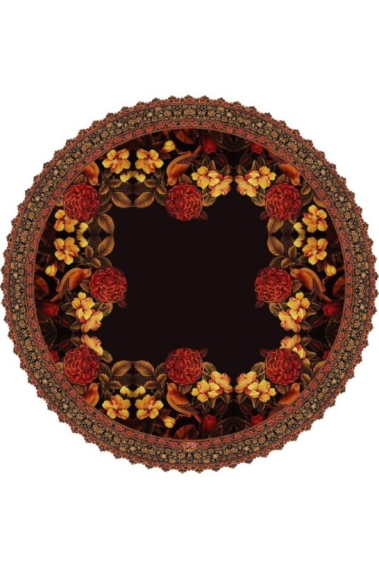 رومیزی سنتی مخمل گرد گل مرغ