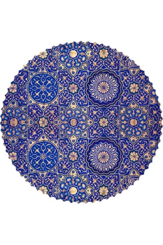 رومیزی مخمل دایره مهر و کاشی طلایی
