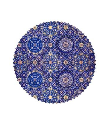 رومیزی مخمل دایره مهر و کاشی طلایی