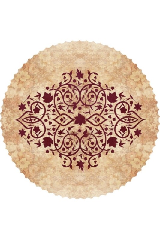 رومیزی مخمل دایره گل چرمی