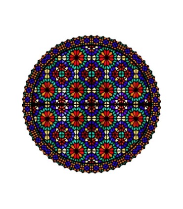 رومیزی مخمل دایره شیشه رنگی قاب دار