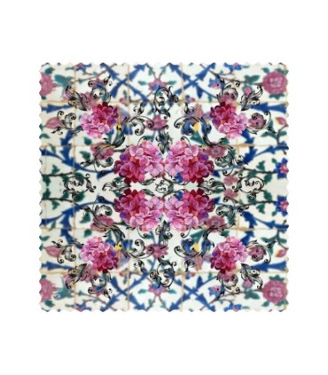 رومیزی مخمل مربع گل کاغذی