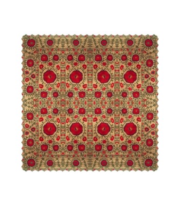 رومیزی مربع نوبهار کرم قرمز