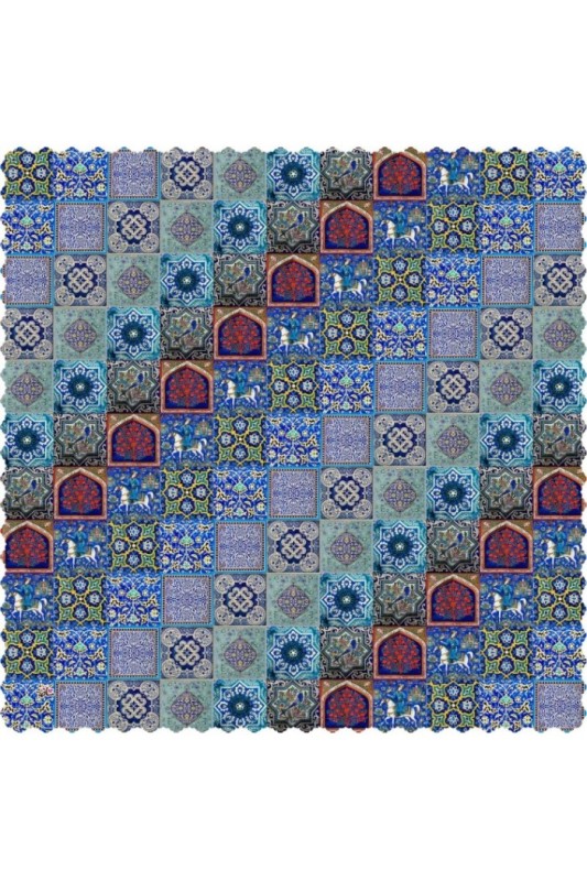 رومیزی مخمل مربع کاشی مرکب