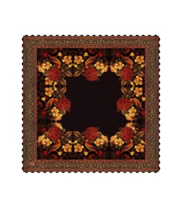 رومیزی مخمل مربع گل مرغ