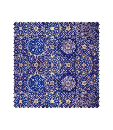 رومیزی مخمل مربع مهر و کاشی طلایی