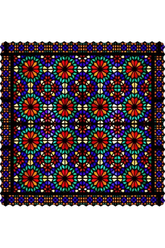 رومیزی مخمل مربع شیشه رنگی قاب دار