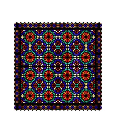 رومیزی مخمل مربع شیشه رنگی قاب دار