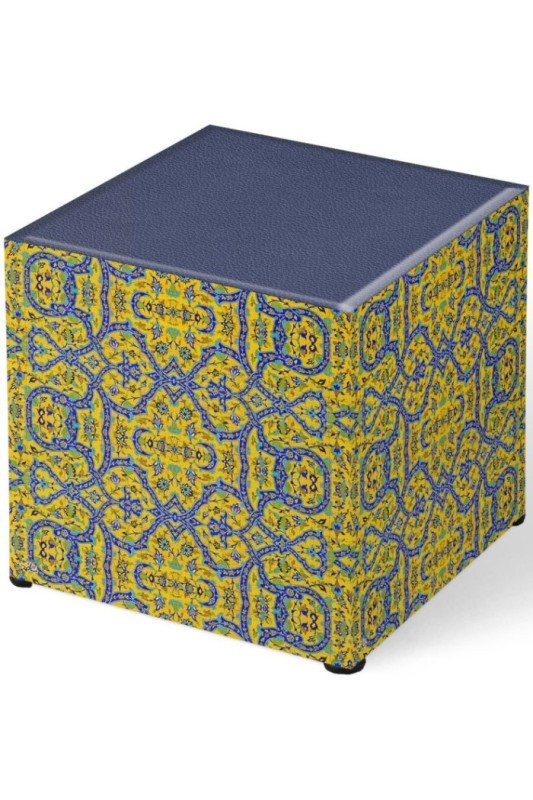 پاف مخمل فرش کاشی زرد