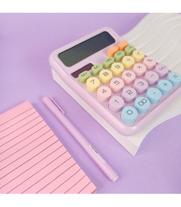 ماشین حساب فانتزی دکمه رنگی (پینترستی) پاستلی، مدل KK-2688