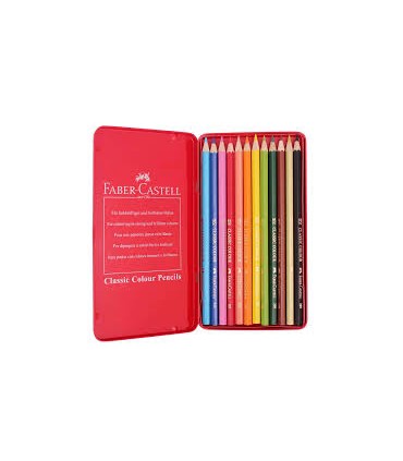 مداد رنگی 12 رنگ فلزی تخت کلاسیک فابرکاستل