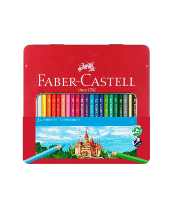 مداد رنگی 24 رنگ فلزی تخت کلاسیک فابرکاستل