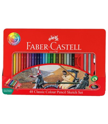 مداد رنگی 48 رنگ فلزی تخت کلاسیک فابرکاستل