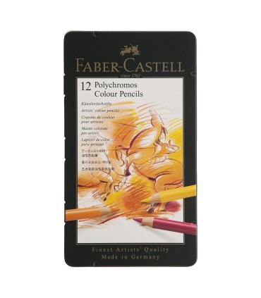 مداد رنگی 12 رنگ جعبه فلزی فابرکاستل